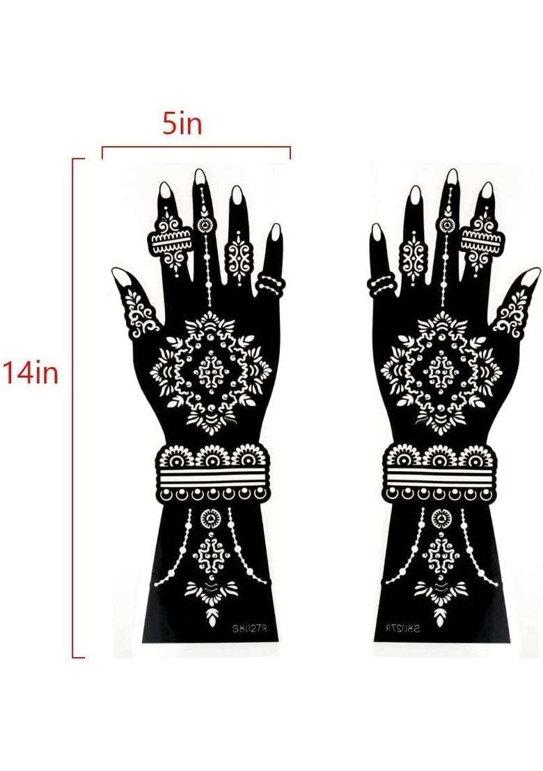 Ivanas Henna Temporary Tattoo Stencil Templates Kit Black M D9 Pack of 12 - Indya