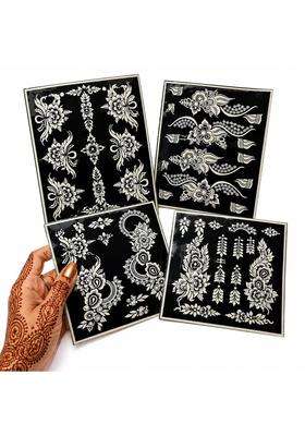 Arabic Mehendi Stencil Reusable Henna Tattoo Templates Pack of 4