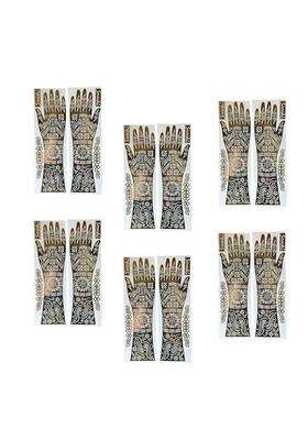 Haldi Mehendi Shaadi 6 Pairs 27 CM Length Full Hand Henna Mehndi Hand Stencil Template