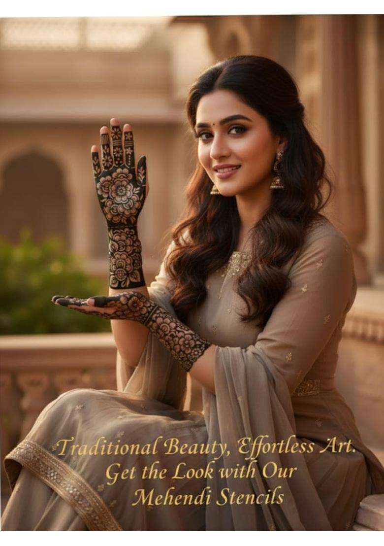 Trending Bridal and Geometric Mehendi Stencils 4 Design Combo - Indya