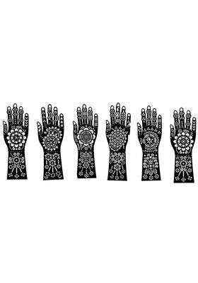 Floral Mehendi Design Stencils for Diwali and Wedding Traditional Design Kit for Women and Girls 6 Pair