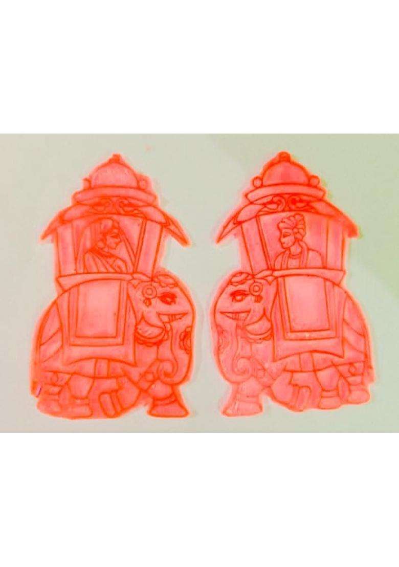 Lipika Mehandi Raja Rani Sitting on Elephant Mehendi Stencil Figure Tool for Bridal Henna Design Rubber Stamp - Indya