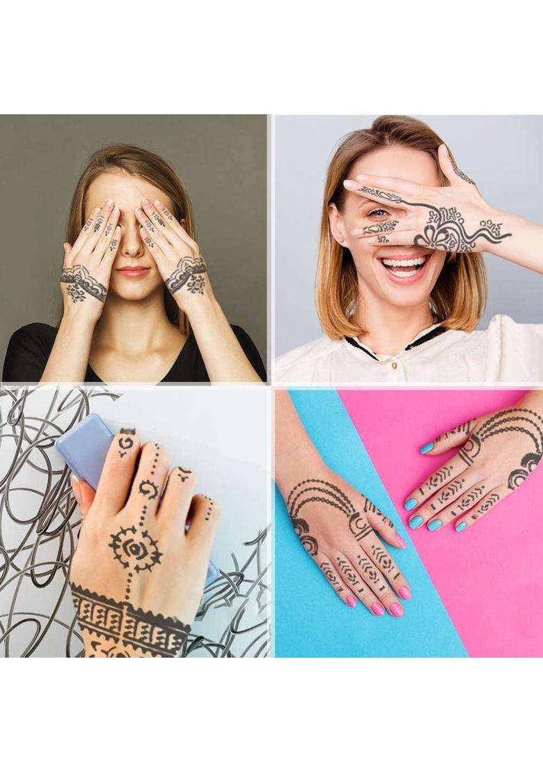 Ivanas Henna Temporary Tattoo Stencil Templates Kit Black M D3 Pack of 24 - Indya