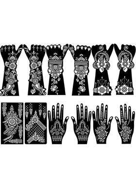 Ivanas Qstohena 12 Sheets Large Henna Tattoo Stencils Kit