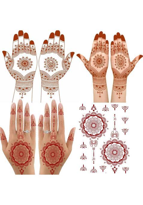 Ordershock Brown Fusiondesign Temporary Tattoo Intricate Henna Art for Girls Pack of 2