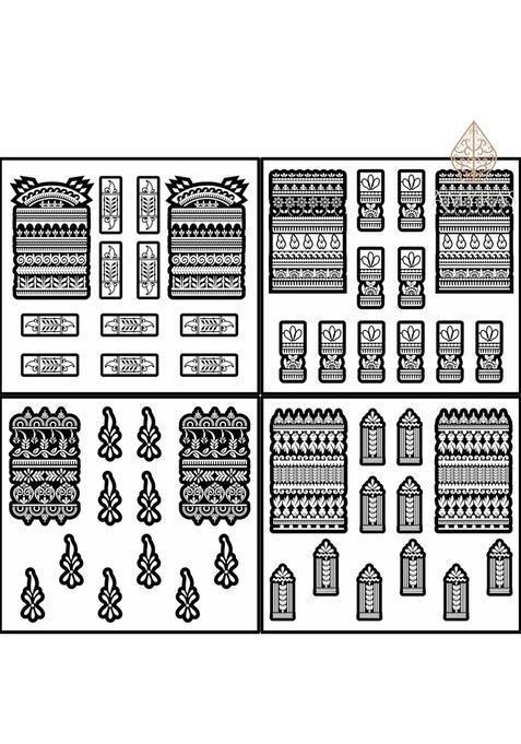 Amyras Black 4 Combo Designer Mehndi Hand Henna Tattoo Stickers