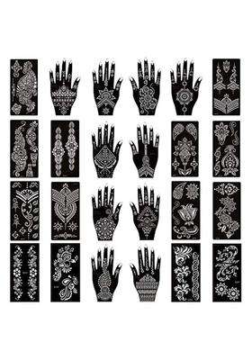 Xmasir White Sheets Henna Tattoo Stencil Kit Temporary Tattoo Templates Pack of 24