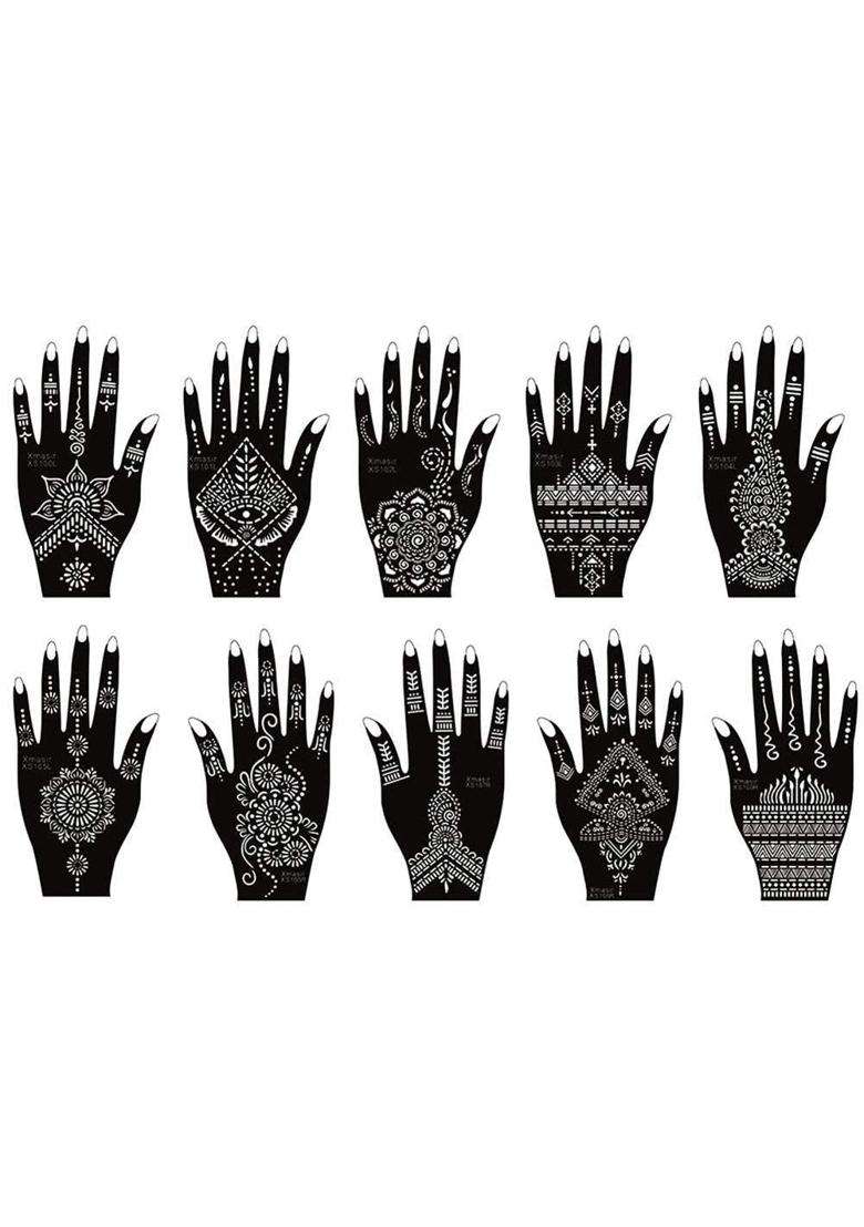 Xmasir White Sheets Henna Tattoo Stencil Kit Temporary Tattoo Templates Pack of 24 - Indya
