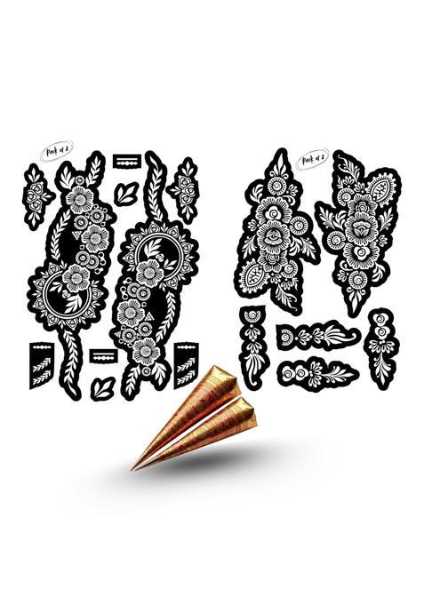 Amyras Black Mehndi Hand Henna Tattoo Stickers for Women and Girls