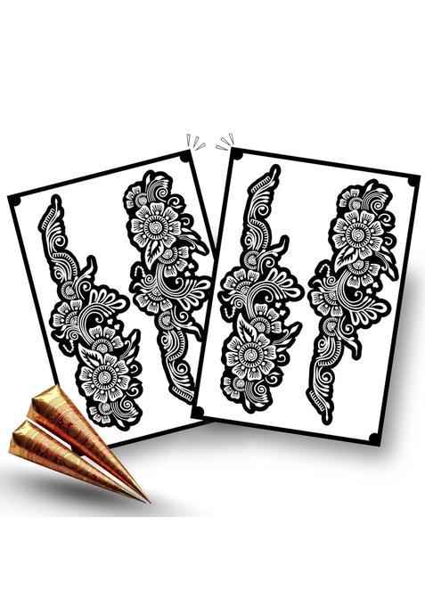 Amyras Mehndi Hand Henna Tattoo Stickers for Women and Girls Extra Large Waterproof Set of 2