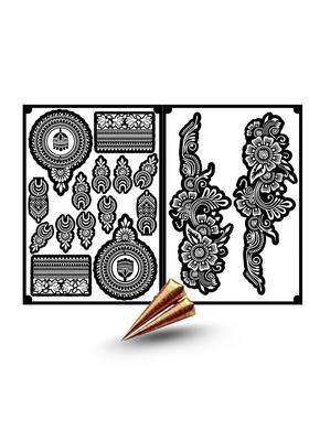 Amyras Black Big Size Designer Mehndi Hand Henna Tattoo Stickers for Women and Girls