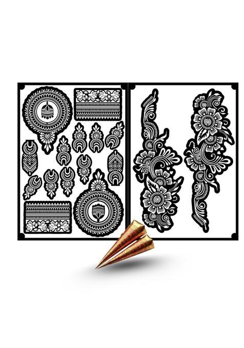 Amyras Black Big Size Designer Mehndi Hand Henna Tattoo Stickers for Women and Girls