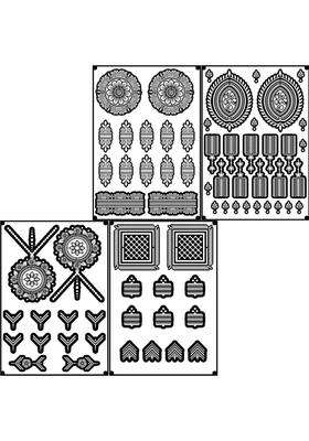 Amyras Black 4 Combo with 2 Henna Cones Included Super Deluxe Mehndi Hand Tattoo Sticker Pack Long Lasting