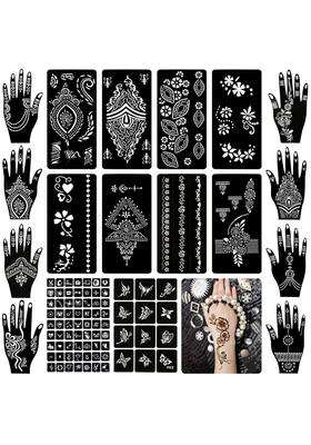 Ivanas Henna Temporary Tattoo Stencil Templates Kit Black M D5 Pack of 24