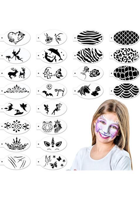 Chinco 24 Pieces Face Paint Stencils for Body Painting and Tattoo Templates Kids Holiday Halloween Makeup Art