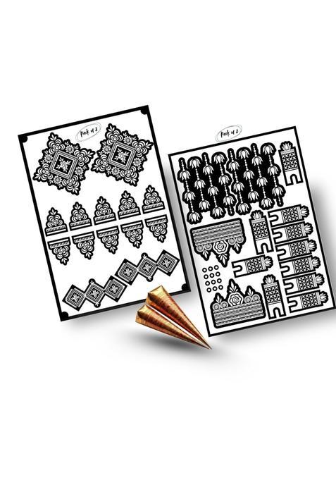 Amyras Black Mehndi Hand Henna Tattoo Stickers Extra Large Temporary Designer Hand Mehndi Tattoos for Women
