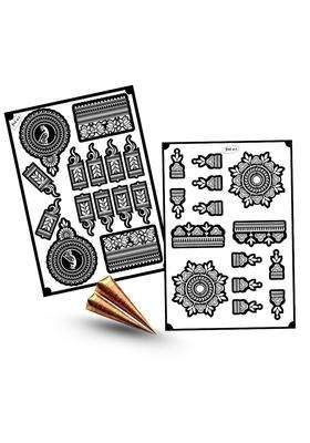 Amyras Black Mehndi Hand Henna Tattoo Stickers for Women and Girls Big Size Temporary Hand Mehndi Tattoos