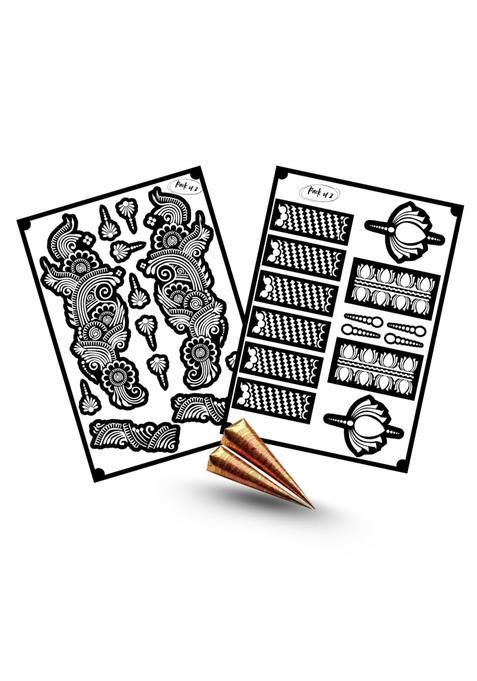 Amyras Black Mehndi Hand Henna Tattoo Stickers for Women and Girls