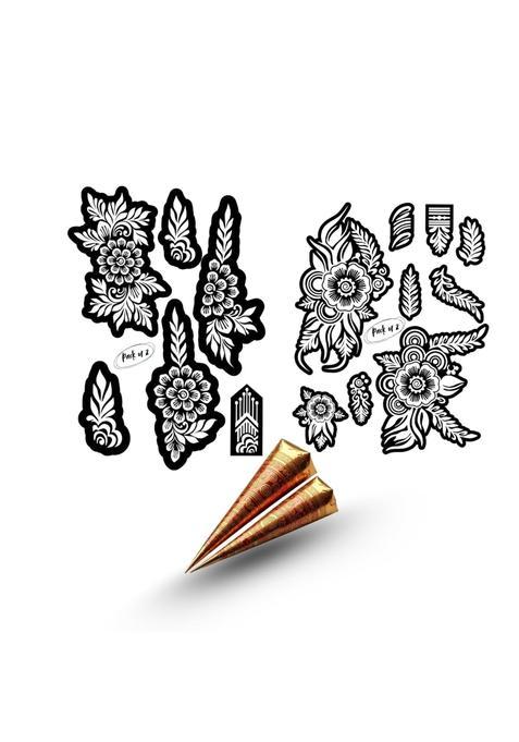 Amyras Black Big Size Mehndi Hand Henna Tattoo Stickers for Women and Girls