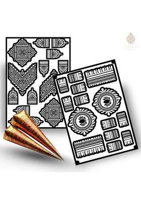 Amyras Black Extra Large Mehndi Hand Henna Tattoo Stickers for Women and Girls