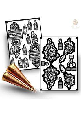 Amyras Black Extra Large Bridal Mehndi Hand Henna Tattoo Stickers