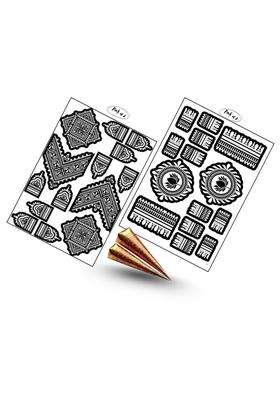 Amyras Black Big Size Temporary Mehndi Hand Henna Tattoo Stickers for Women and Girls