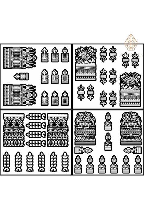 Amyras Black 4 Combo Designer Mehndi Hand Henna Tattoo Stickers for Women and Girls
