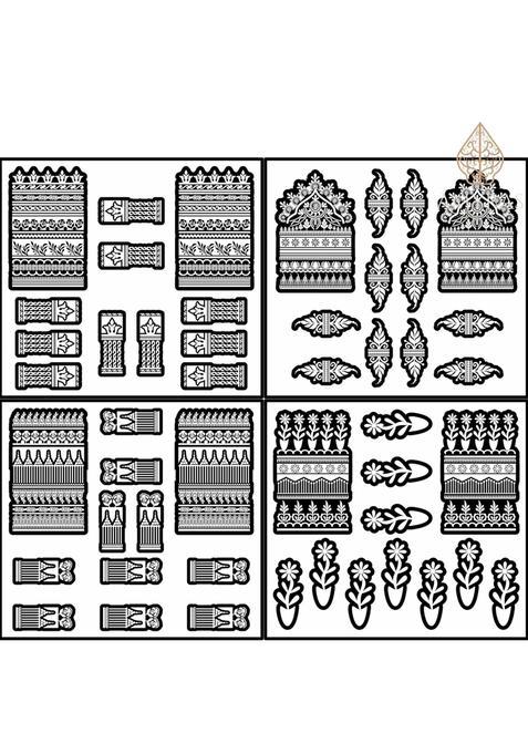 Amyras Designer Black 4 Combo Mehndi Hand Henna Tattoo Stickers for Women and Girls 4 Combo Pack