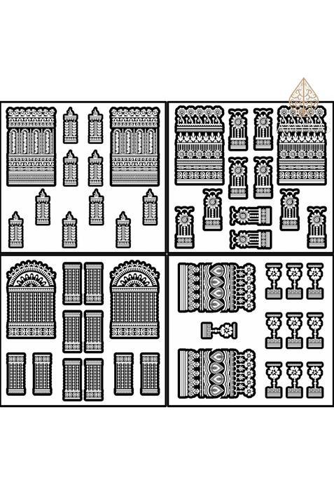 Amyras Black Premium 4 Combo with 2 Henna Cones Included Designer Mehndi Hand Henna Tattoo Stickers