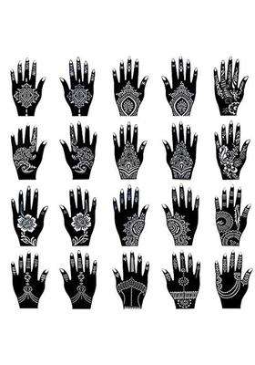 Xmasir Henna Tattoo Stencil Kit Temporary Tattoo Template Sheets Set of 20