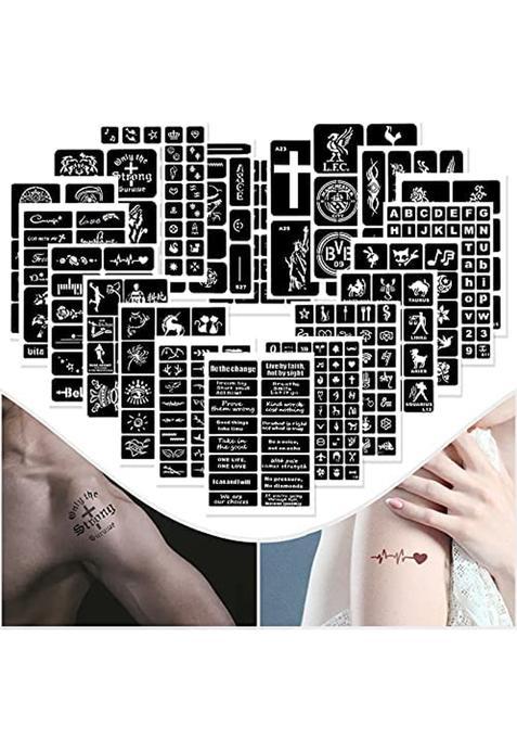Ivanas Henna Temporary Tattoo Stencil Templates Kit Black M D13 Pack of 24