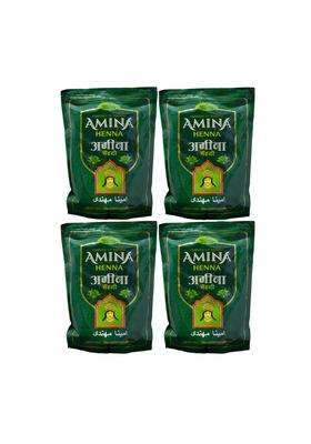 Amina Henna Mehndi Natural Henna Powder for Skin Hand and Hair Green 4000 G Pack of 4