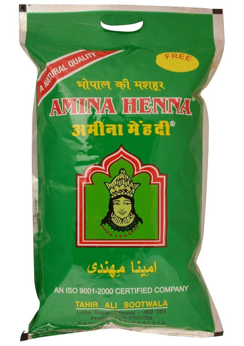 Amina Henna Mehndi Natural Henna Powder for Skin Hand and Hair Green 4000 G Pack of 4 - Indya