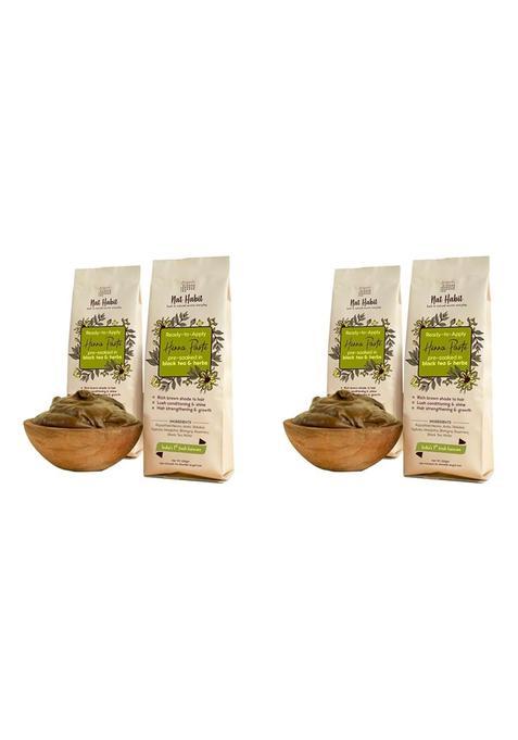 Nat Habit Fresh Ready to Apply Henna Paste Pre Soaked in Black Tea and Herbs Pack of 4