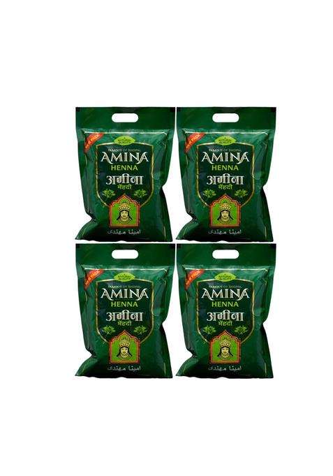 Amina Henna Mehndi Natural Henna Powder for Skin Hand and Hair Green 1600 G Pack of 4