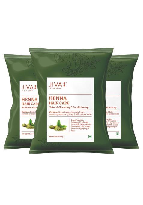 Jiva Brown Henna Hair Care Powder 200 G 100 Percent Pure and Natural Pack of 3