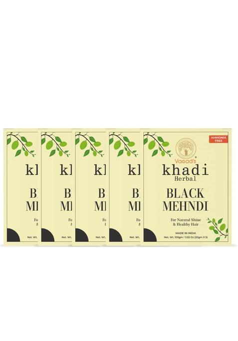 Vagads Khadi Black Mehndi 100GM Natural Pack of 5