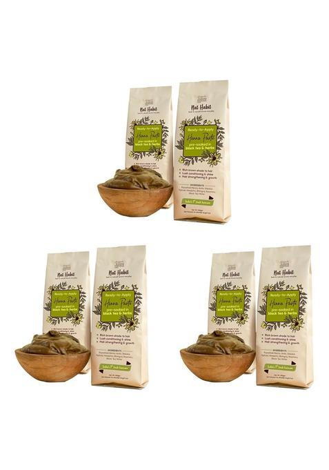 Nat Habit Fresh Ready to Apply Henna Paste Pre Soaked in Black Tea and Herbs Pack of 6