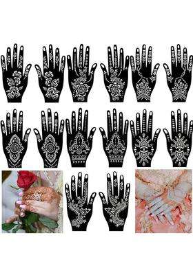 Qstohena 14 Sheets Henna Tattoo Stencils Kit for Hand Body Art Pack of 3