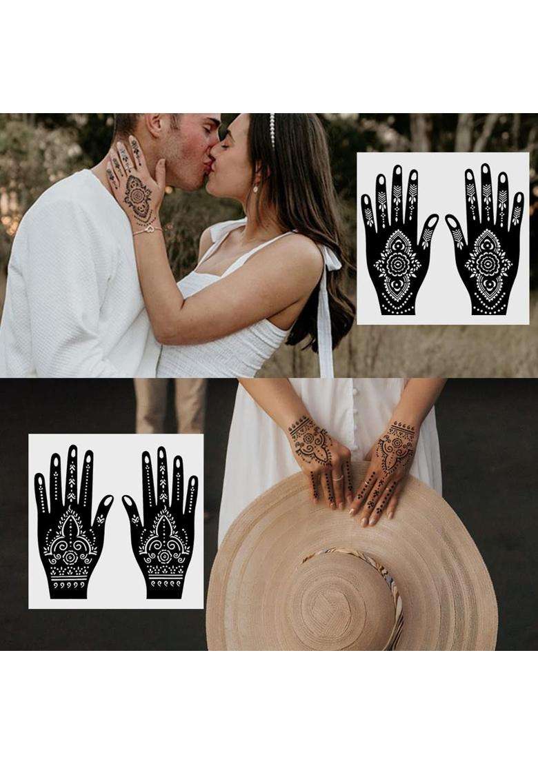 Qstohena 14 Sheets Henna Tattoo Stencils Kit for Hand Body Art Pack of 3 - Indya