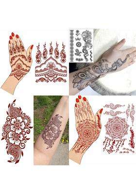 Ordershock Multicolor Intricate Lace Henna Temporary Tattoo Combo Intricate and Versatile Body Art Pack of 4