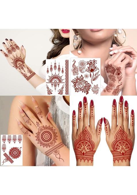Ordershock Brown Intricate Lace Henna Temporary Tattoo Combo Versatile Body Art or Woman and Girls Pack of 4