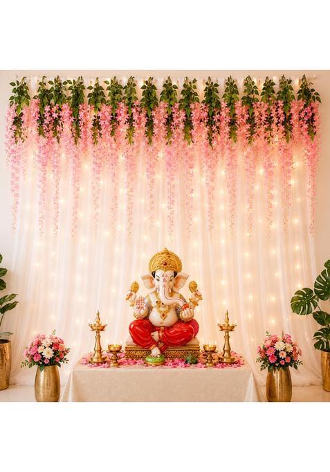 Lazybeee Enhance Your Home with Ganpati Pandal Decoration Kit 2 White Net