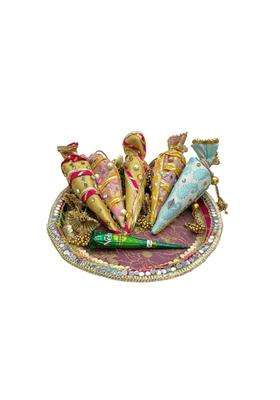 Wrapping Studio Beautiful Mehandi Wedding Ceremony Decoration Wedding Mehndi Platter Pack of 5