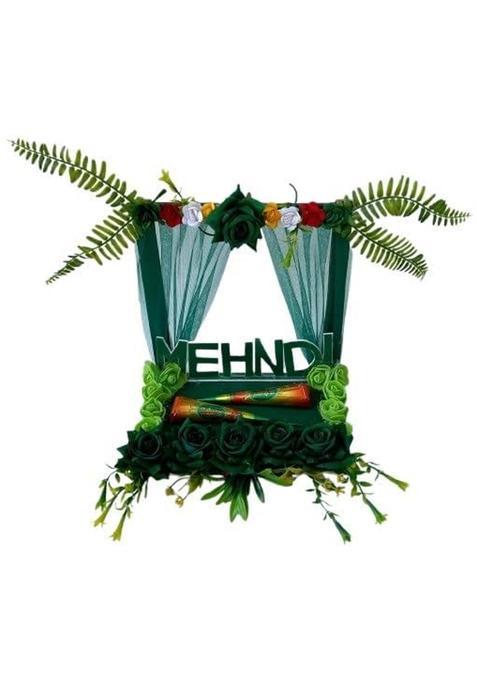Green Celebrate Love Traditional Mehndi Platter Bundle with 2 Cones Ideal for Wedding Rituals Mehandi