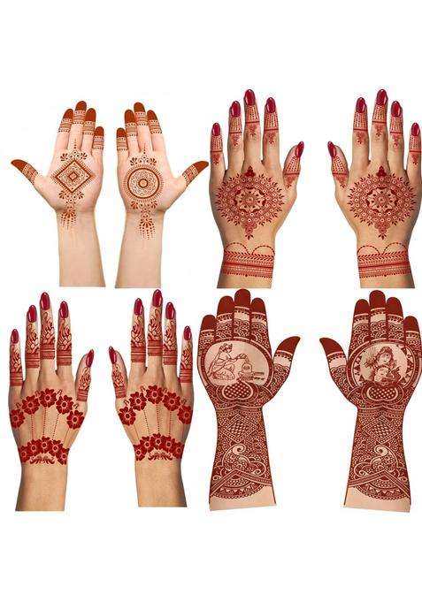 Multicolor Intricate Lace Henna Temporary Tattoo Combo Intricate and Versatile Body Art Pack of 4
