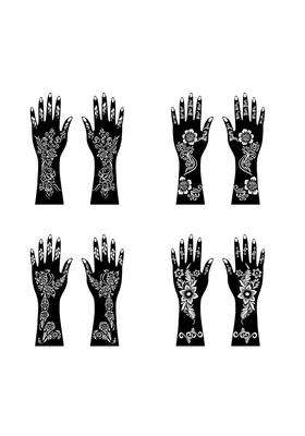 Voorkoms Multicolor Quick Henna Mehndi Stencil Sticker Kit for Girls and Women Easy Use