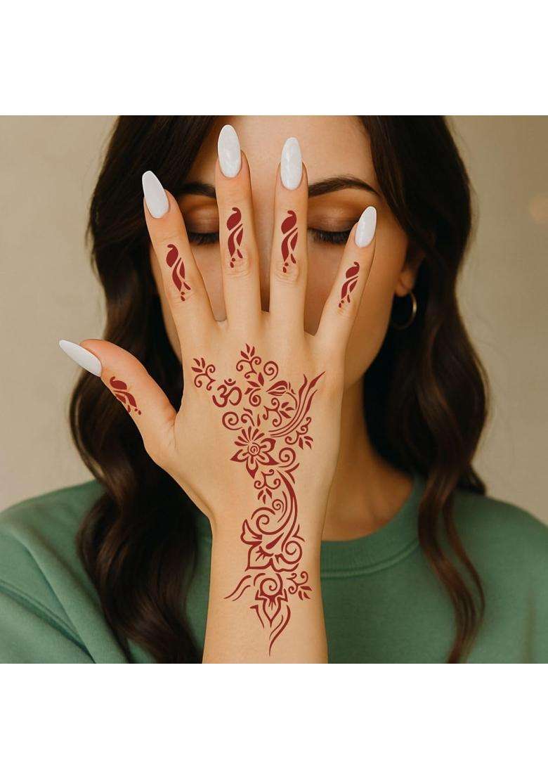 Voorkoms Multicolor Quick Henna Mehndi Stencil Sticker Kit for Girls and Women Easy Use - Indya