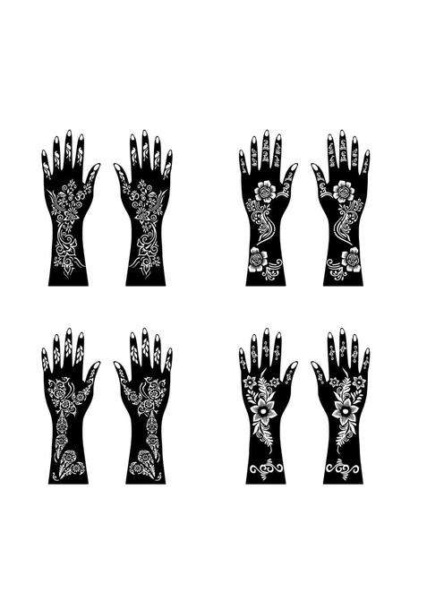 Voorkoms Multicolor Quick Henna Mehndi Stencil Sticker Kit for Girls and Women Easy Use
