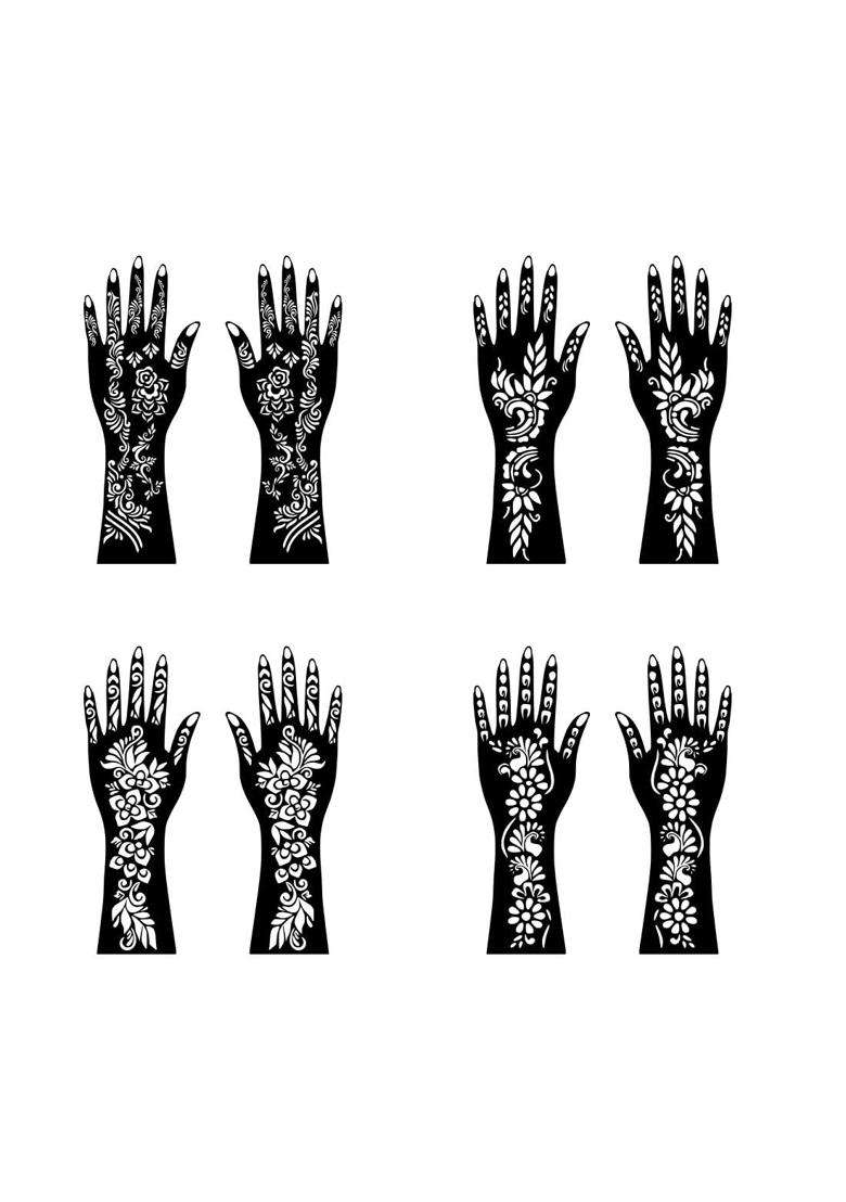 Voorkoms Multicolor Festival Mehndi Stencil Sticker Kit for Women and Girls with Flowers Patterns - Indya